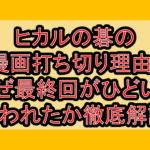 ヒカルの碁の漫画打ち切り理由?なぜ最終回がひどいと言われたか徹底解説!
