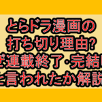 とらドラ漫画の打ち切り理由?なぜ連載終了･完結したと言われたか解説!