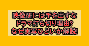 映像研には手を出すなドラマ打ち切り理由?なぜ実写ひどいか解説!