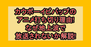 カウボーイビバップのアニメ打ち切り理由!なぜ地上波で放送されないか解説!