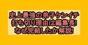 史上最強の弟子ケンイチ打ち切り理由は編集長!なぜ完結したか解説!