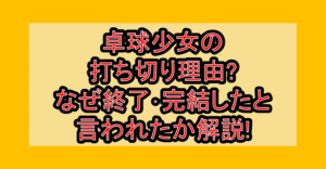 卓球少女の打ち切り理由?なぜ終了･完結したと言われたか解説!