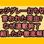 マリッジグレー打ち切りと言われた理由?なぜ連載終了･完結したか徹底解説!