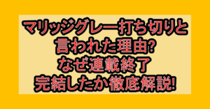 マリッジグレー打ち切りと言われた理由?なぜ連載終了･完結したか徹底解説!