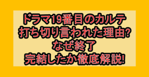 ドラマ19番目のカルテ打ち切り言われた理由?なぜ終了･完結したか徹底解説!