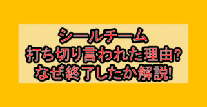 シールチーム打ち切り言われた理由?なぜ終了したか徹底解説!