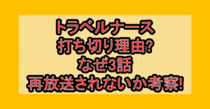 トラベルナース打ち切り理由?なぜ3話再放送されないか考察!