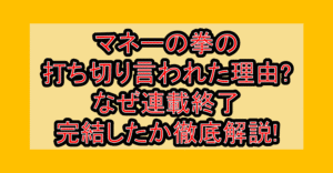マネーの拳の打ち切り言われた理由?なぜ連載終了･完結したか徹底解説!