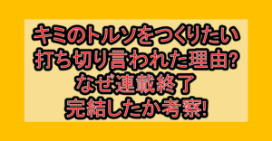 キミのトルソをつくりたい打ち切り言われた理由?なぜ連載終了･完結したか考察!
