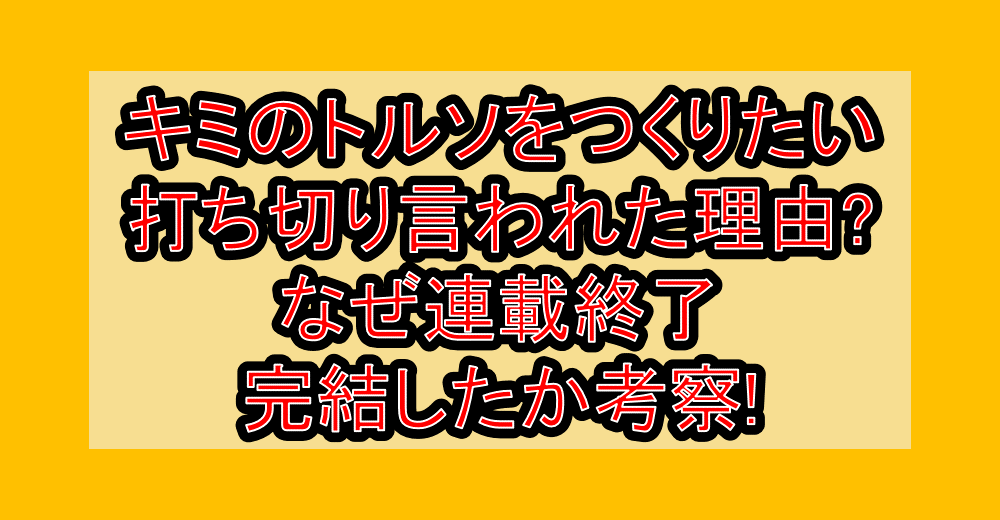 キミのトルソをつくりたい打ち切り言われた理由?なぜ連載終了･完結したか考察!