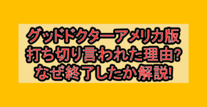 グッドドクターアメリカ版の打ち切り言われた理由?なぜ終了したか解説!