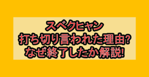 スベクヒャン打ち切り言われた理由?なぜ終了したか解説!