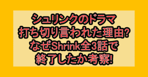 シュリンクのドラマ打ち切り言われた理由?なぜShrink全3話で終了したか考察!