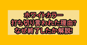 ホワイトカラー打ち切り言われた理由?なぜ終了したか徹底解説!