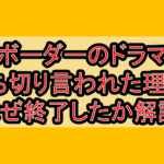 ボーダーのドラマ打ち切り言われた理由?なぜ終了したか解説!