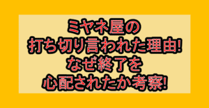 ミヤネ屋の打ち切り言われた理由!なぜ終了を心配されたか考察!
