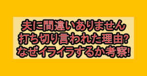 夫に間違いありません打ち切り言われた理由?なぜイライラするか考察!