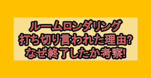 ルームロンダリング打ち切り言われた理由?なぜ終了したか考察!