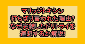 マリッジトキシン打ち切り言われた理由?なぜ完結したドリトライを連想するか解説!