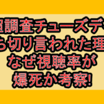 超調査チューズデイ打ち切り言われた理由!なぜ視聴率が爆死か考察!