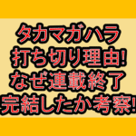 タカマガハラ打ち切り理由!なぜ連載終了･完結したか考察!