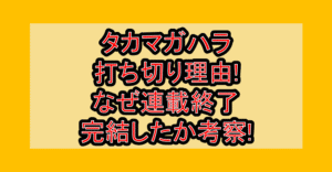 タカマガハラ打ち切り理由!なぜ連載終了･完結したか考察!