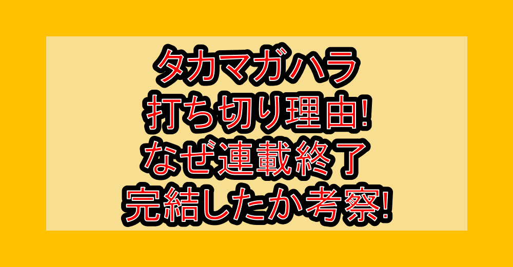 タカマガハラ打ち切り理由!なぜ連載終了･完結したか考察!