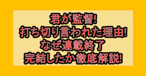 君が監督!打ち切り言われた理由!なぜ連載終了･完結したか徹底解説!
