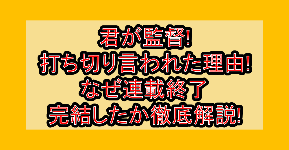 君が監督!打ち切り言われた理由!なぜ連載終了･完結したか徹底解説!