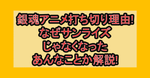 銀魂アニメ打ち切り理由!なぜサンライズじゃなくなった・あんなことか解説!
