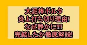 大泥棒ポルタ炎上打ち切り理由!なぜ静かに!!!!完結したか徹底解説!