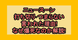ニュースーン打ち切り･つまらない言われた理由!なぜ爆死なのか徹底解説!