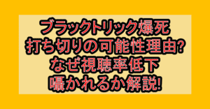 ブラックトリック爆死･打ち切りの可能性理由?なぜ視聴率低下囁かれるか解説!