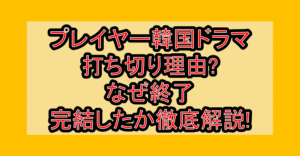 プレイヤー韓国ドラマ打ち切り理由?なぜ終了･完結したか徹底解説!