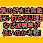 君の好きは無敵の爆死･打ち切り理由!なぜ視聴率が低いのか考察!