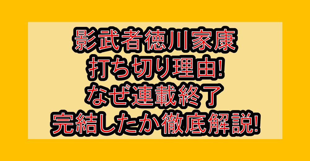 影武者徳川家康の打ち切り理由!なぜ連載終了・完結したか徹底解説!