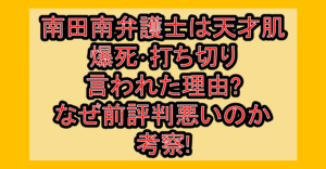 南田南弁護士は天才肌が爆死･打ち切り言われた理由?なぜ前評判悪いのか考察!