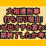 大相撲刑事打ち切り理由!なぜ出オチと言われ短期終了したか考察!