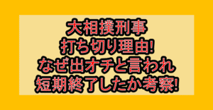 大相撲刑事打ち切り理由!なぜ出オチと言われ短期終了したか考察!