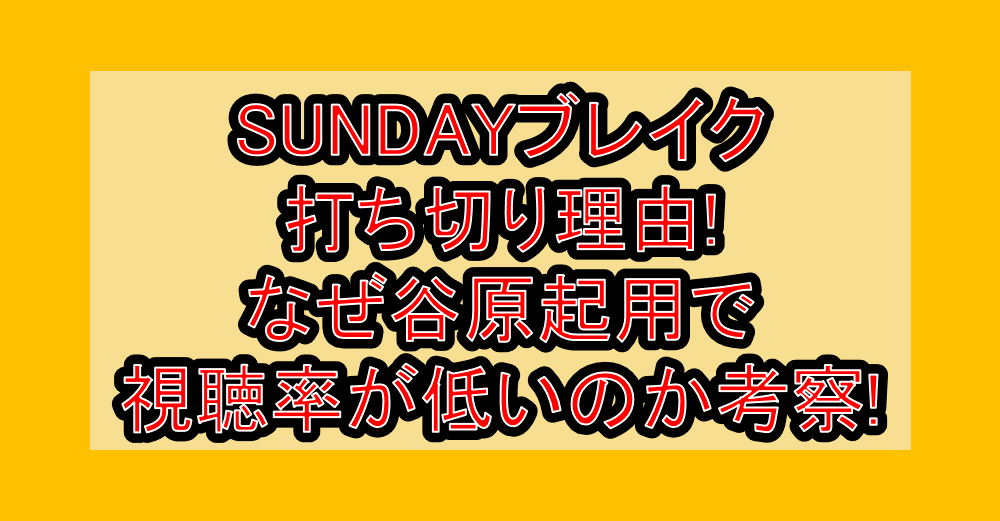 SUNDAYブレイク打ち切り理由!なぜ谷原起用で視聴率が低いのか考察!